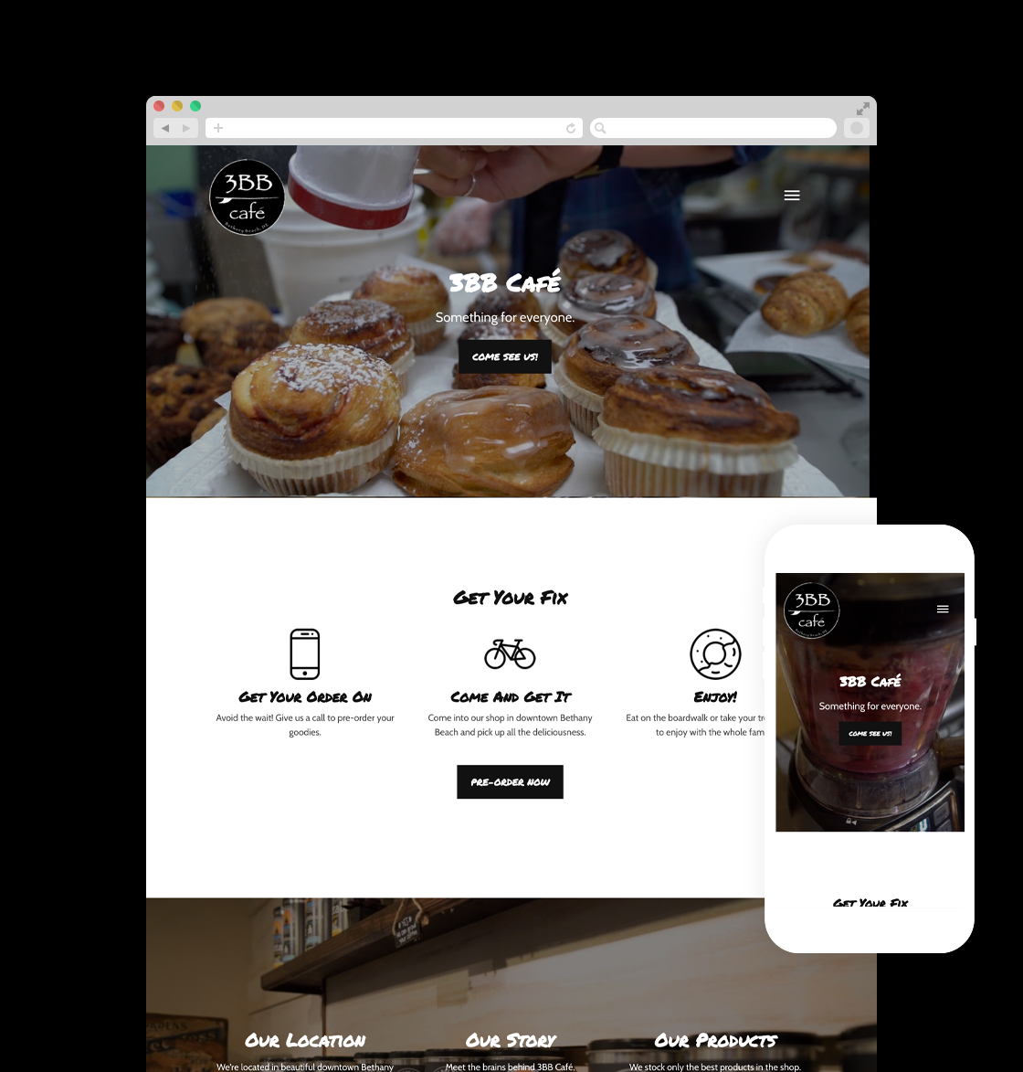 3BB Cafe website by Sara Chandlee