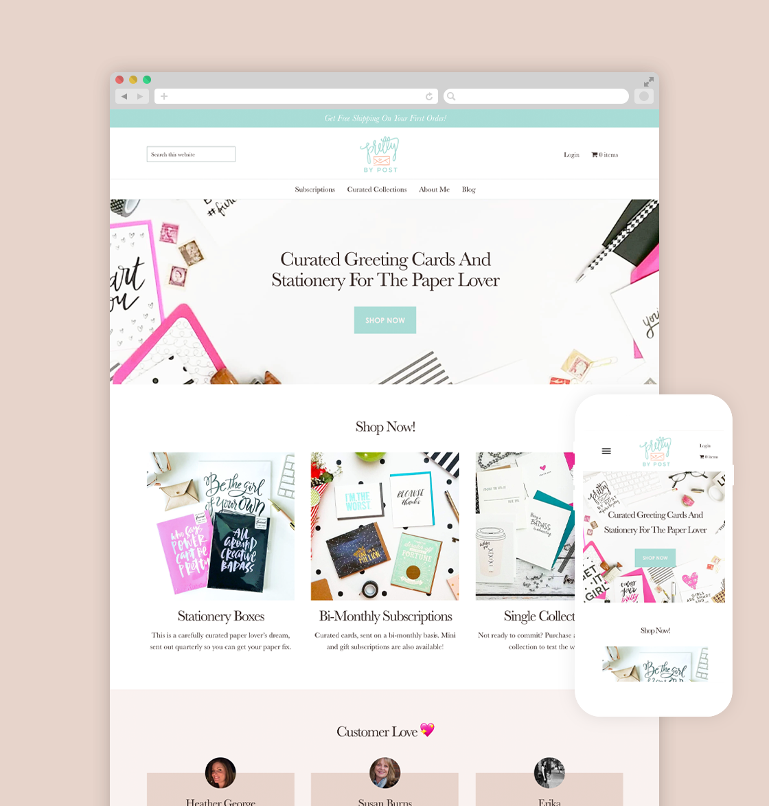 Pretty by Post website by Sara Chandlee