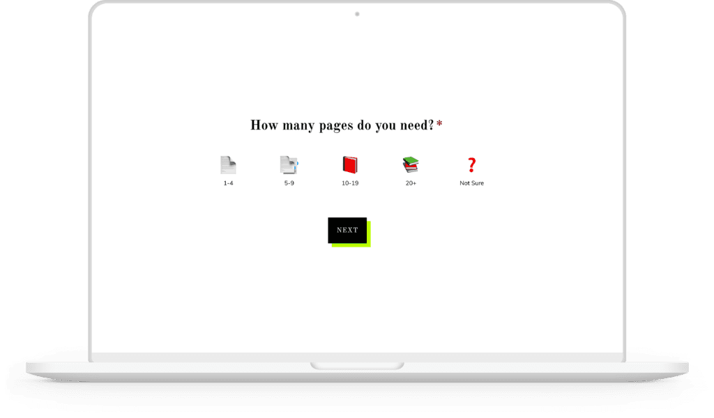 how-much-will-my-website-cost Icon of a macbook pro with a screenshot of the website calculator page on it